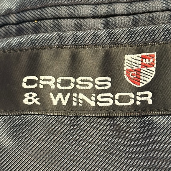 Cross & Winsor Navy Polyester & Wool Blazer Sport Coat Suit Preowned Size 48R - Picture 8 of 9